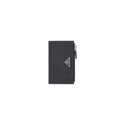 Prada Calf Leather Credit Card Case Men In Black