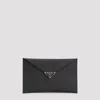 Prada Calf Leather Envelope Clutch In Black