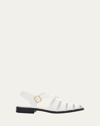 Prada Calf Leather Fisherman Sandals In Bianco