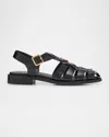Prada Calf Leather Fisherman Sandals In Nero