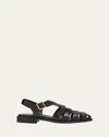 Prada Calf Leather Fisherman Sandals In Nero