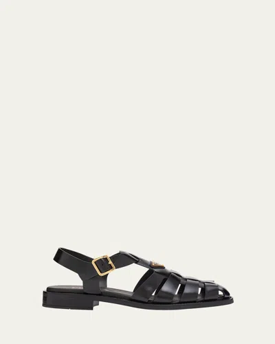 PRADA CALF LEATHER FISHERMAN SANDALS