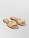 Prada Calf Leather Flat Sandals In Neutrals