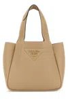 Prada Calf Leather Handbag With Structured Shape In Beige O Tan
