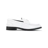 Prada Calf Leather White Loafers With Logo Embellishment