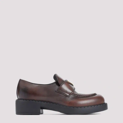 Prada Calf Leather Loafers 39 In F Moro