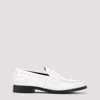 Prada Calf Leather White Loafers With Logo Embellishment In Bianco