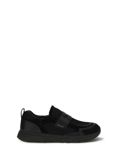Prada Calf Leather Loafers In Black