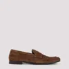 Prada Loafers Suede Finish Round Toe Design In Brown