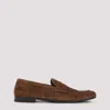 Prada Loafers Suede Finish Round Toe Design In Brown