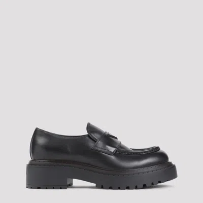 Prada Calf Leather Loafers In Nero