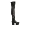 Prada Calf Leather Platform Over-the-knee Boot In Black