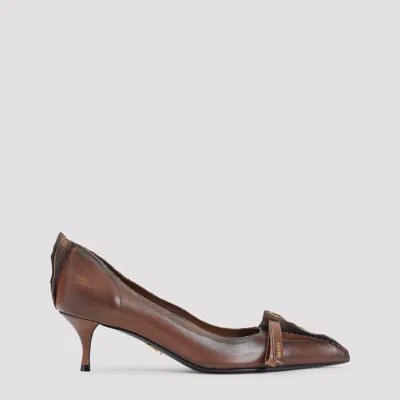 Prada Calf Leather Pumps In Brown
