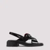 Prada Women's Brushed Leather Sandals With A Burnt Color Buckle In Nero