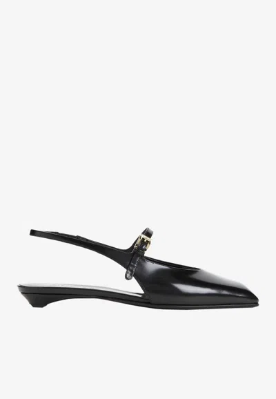 PRADA CALF LEATHER SLINGBACK FLATS