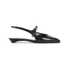 Prada Mary Jane Patent Pointy-toe Slingback Ballerina Flat In Black