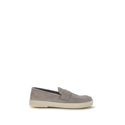 Prada Calf Leather Slip-on Loafer In Gray