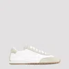 Prada Ivory And Beige Calf Leather Sneakers In White