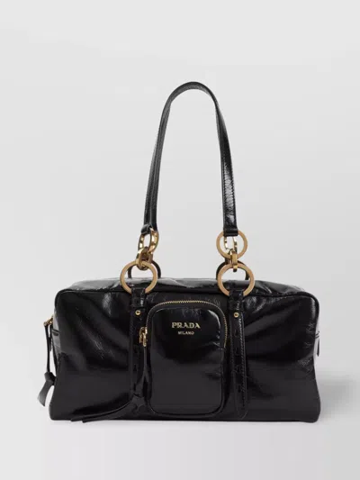 Prada Calf Leather Tote Bag With Top Handles