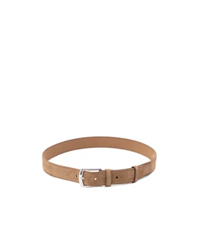Prada Calf-suede Belt In Brown