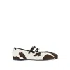 Prada Calfhair Ballet Flats With Cow Motif In White