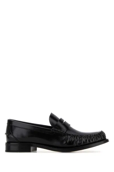 Prada Calfleather Moccasin Loafer In Black