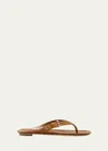 PRADA CALFSKIN BUCKLE FLAT THONG SANDALS