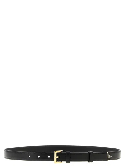 Prada Calfskin Leather Belt In Black