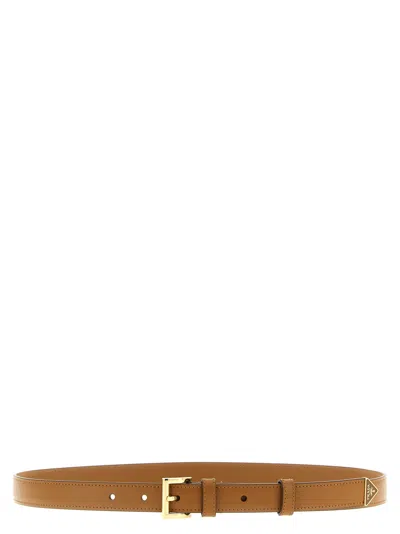 Prada Calfskin Leather Belt In Brown