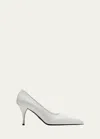 Prada Leather Pumps With Pointed Toe And Stiletto Heel In Bianco