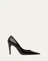 Prada Leather Pumps Pointed Toe Textured Finish In Nero