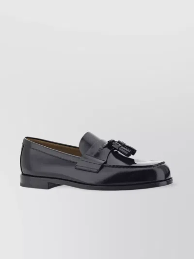 Prada Tassel-detail Leather Loafers In Black