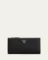 Prada Calfskin Long Zip Wallet In Black