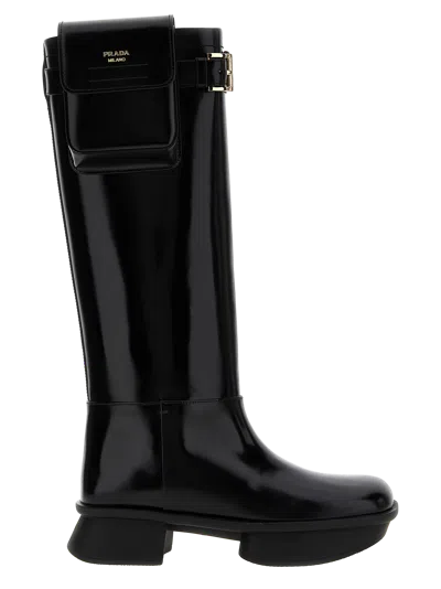 Prada Calfskin Over-the-knee Boot In Black
