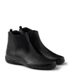 Prada Mens Black Toblach High Top Leather Ankle Boots Eur 43 / 9 Uk In Black