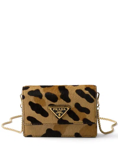 Prada Calfskin Wallet In Animal Print