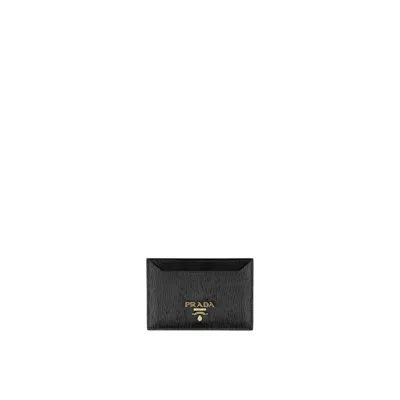 Prada Calfskin Wallet In Black