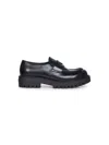 Prada Calzature Black Brushed Leather Loafers In Black