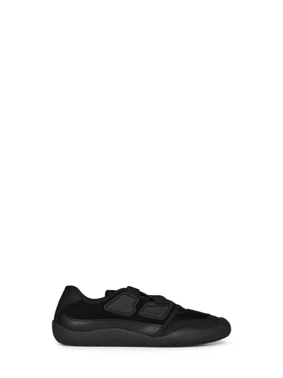 Prada Calzature Black Leather And Mesh Fabric Speedrock Sneakers