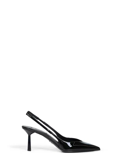Prada Calzature Black Patent Leather Slingback Pumps