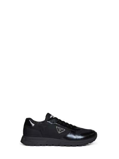 Prada Calzature Black Re-nylon And Brushed Leather Prax 01 Sneakers