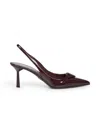 Prada Calzature Burgundy Patent Leather Slingback Pumps In Red