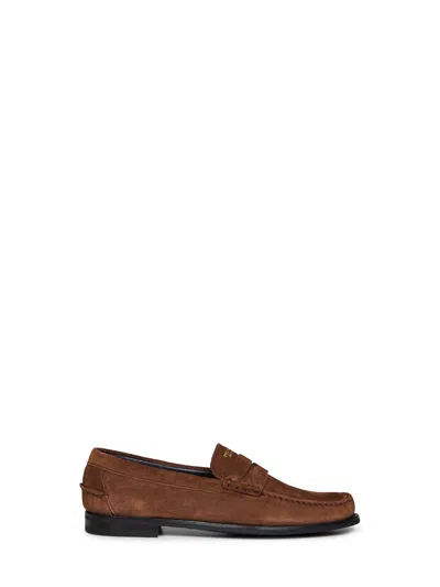 Prada Calzature Cocoa Aged-effect Suede Loafers In Brown