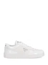 Prada White Sneakers With Padded Collar And Perforated Detailing In White