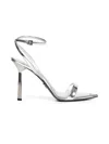 Prada Calzature Silver Metallic Leather Sandals In White