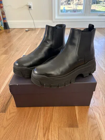 Pre-owned Prada Calzature Uomo 2tg154 Platform Combat Boots Uk 9 Us 10 In Black