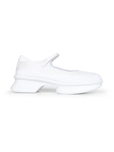 Prada Calzature White Mesh And Neoprene Sneakers-style Ballet Flats