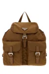 Prada Canvas Backpack Adjustable Straps Top Handle In Brown