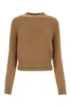 Prada Cashmere Ribbed Crew-neck Sweater In Cammello