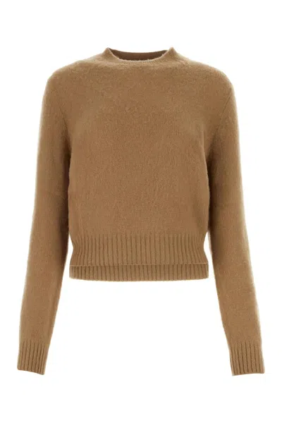 Prada Woman Camel Cashmere Sweater In Brown